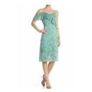 Sam Edelman Womens Lace Ruffled Cocktail Dress Green Size 4